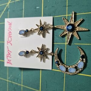 Betsey Johnson Star and Moon Earrings